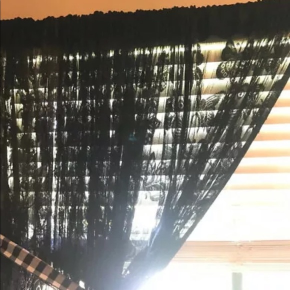 Black Butterfly Curtains Sheer Thread Single Panel - Picture 3 of 5